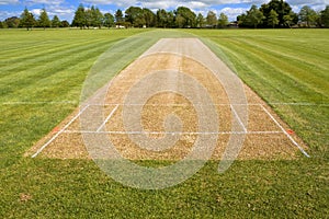 Cricket pitch sport grass field empty background photo