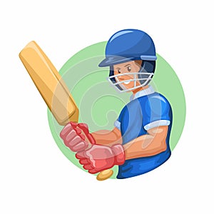 Cricket Player Avatar Sport Character Illustration Vector