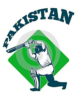 Cricket player batsman batting retro Pakistan