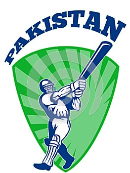 Cricket player batsman batting retro Pakistan