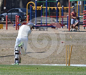 Cricket player bowled