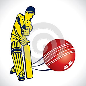 Cricket player hit the ball