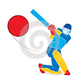 Cricket player hitting ball design