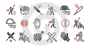 Cricket player line icons. Cricket player. Vector signs for web graphics