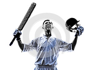 Cricket player portrait silhouette