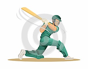 Cricket Player Pose Character Cartoon illustration Vector