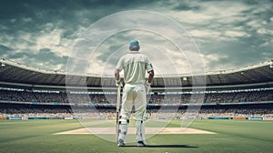 Cricket player on a professional stadium Generative AI