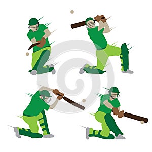 Cricket player shape silhouette vector sports action figure