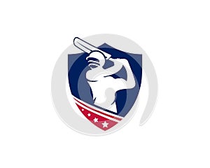 Cricket player silhouette logo icon design.