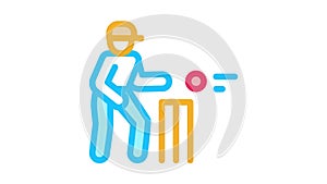 Cricket Player Throwing Ball Icon Animation