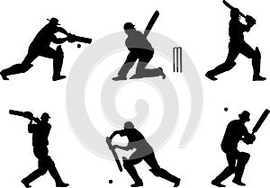 Cricket players silhouettes