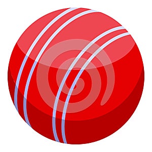 Cricket red ball icon, isometric style