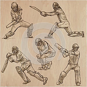 Cricket sport collection. Cricketers. An hand drawn vector pack