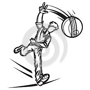 Cricket Sports - Bowler in Action - Illustration