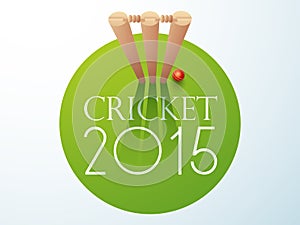 Cricket sports concept with ball and wicket stumps.