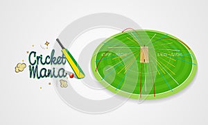 Cricket sports concept with bat and ball shot.