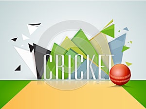 Cricket sports concept with red shiny ball.