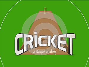 Cricket sports concept with wicket stumps and ball.