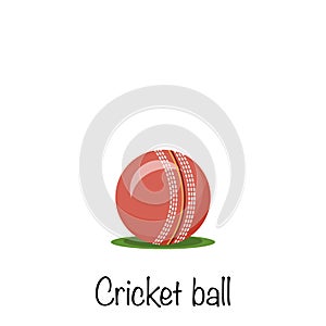 Cricket sports red game ball, vector