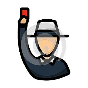 Cricket Umpire With Hand Holding Card Icon