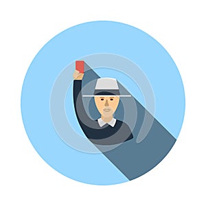 Cricket Umpire With Hand Holding Card Icon