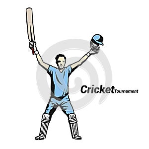 Cricket victory in blue vector illustration