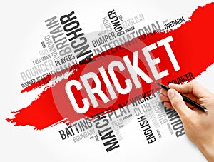 Cricket word cloud collage, sport concept
