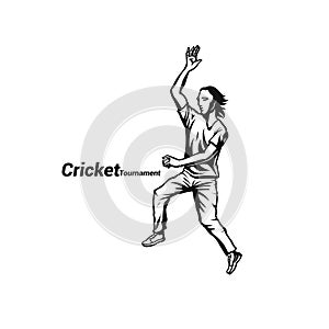Cricketer bowling a ball vector illustration. photo