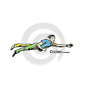 Cricketer catches a ball vector illustration design.