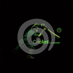 Cricketer in green vector illustration.