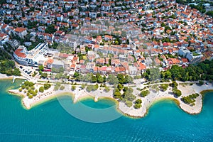 Crikvenica. Aerial view of Crikvenica beach and waterfront restaurants row