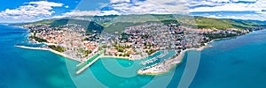 Crikvenica. Town on Adriatic sea waterfront aerial panoramic view