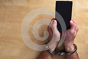 Crime concept in the network using a smartphone
