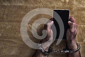 Crime concept in the network using a smartphone