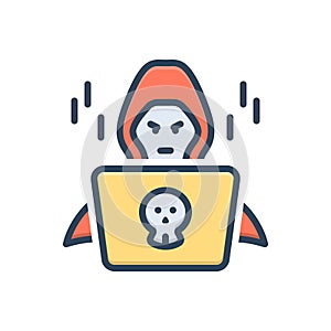 Color illustration icon for Crime, delinquency and hacker photo