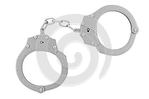 Crime and Law Concept. Metal Handcuffs. 3d Rendering