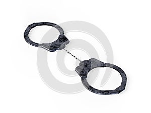 Crime and Law Concept. Metal Handcuffs. 3d Rendering