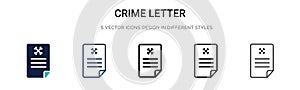 Crime letter icon in filled, thin line, outline and stroke style. Vector illustration of two colored and black crime letter vector