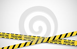 Crime line tape. Police danger caution vector yellow barrier. Not cross security line