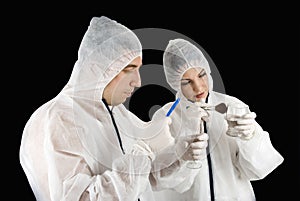 Crime scene criminologists working