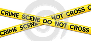 Crime Scene Do Not Cross tape. Attention police ribbon. Yellow warning barrier. Vector