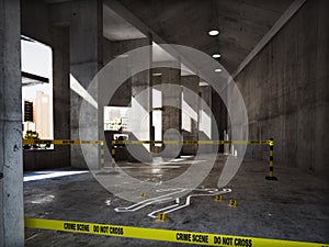 Crime scene in an empty building