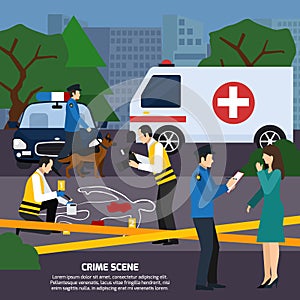 Crime Scene Flat Style Illustration