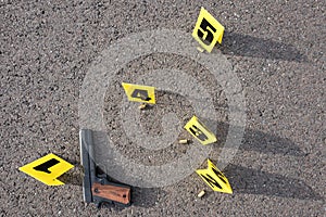 Crime scene after gunfight