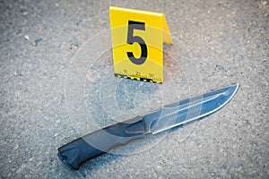 Crime scene investigation. The weapon, a knife.