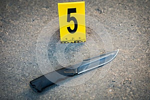 Crime scene investigation. The weapon, a knife.