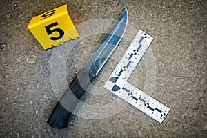 Crime scene investigation. The weapon, a knife.