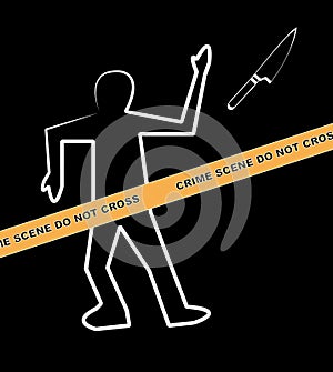 Crime scene with knife