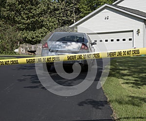 Crime scene marked off with tape