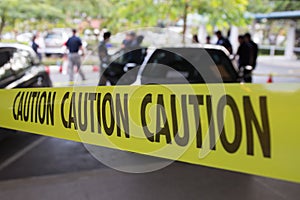 Crime scene protect by caution tape